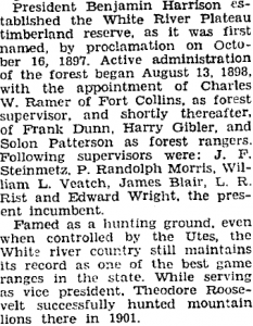 William L. Veatch - Mention made of his service as supervisor of White River Plateau Timberland - 9 Oct 1941, Steamboat Pilot